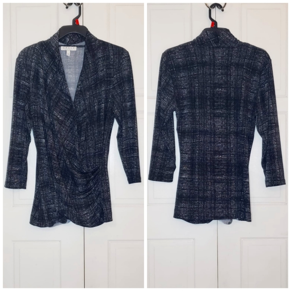 Chaus New York Long Sleeve Blouse - Large - B&W